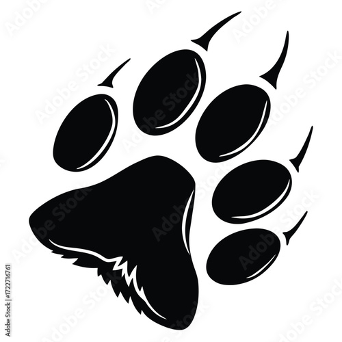 Paw print footprint. Dog, cat paw print. Vector