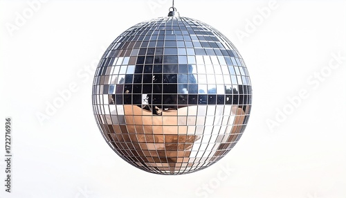 Shiny disco ball against a white background
