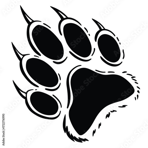 Paw print footprint. Dog, cat paw print. Vector