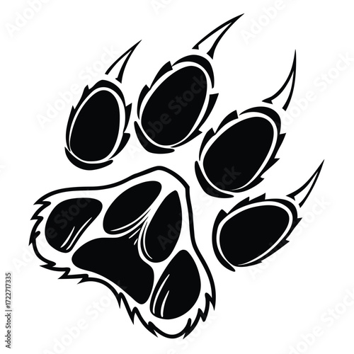 Paw print footprint. Dog, cat paw print. Vector