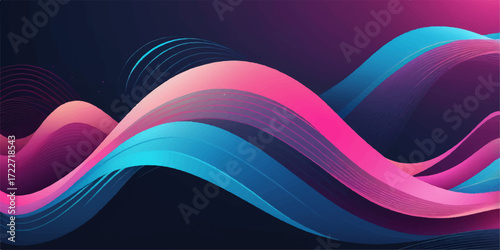 Colorful fluid waves in motion against a vibrant blue backdrop create an abstract design, a perfect vector art illustration for any modern background