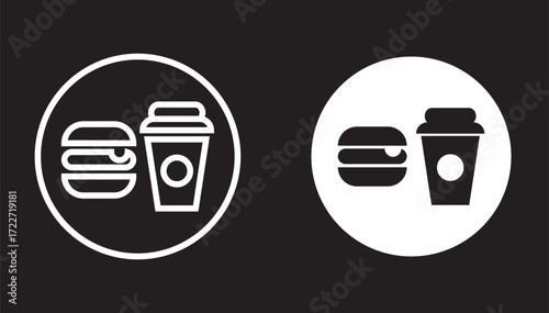 No food or drink allowed sign. No eating or drinking sign. Food Not Allowed. A red and black prohibition sign indicating no food or drink allowed in the area. Modern flat vector sticker label with ico