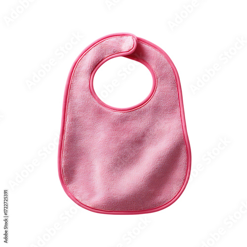 Pink terry cloth baby bib isolated on transparent background