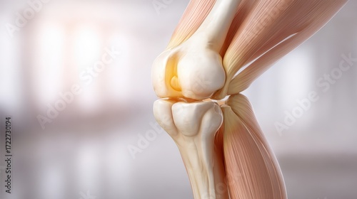 Detailed Anatomy of a Human Knee Joint with Muscle Structure