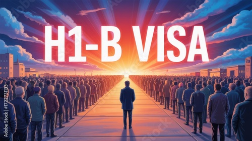 H1-B Visa crowd waiting for immigration approval