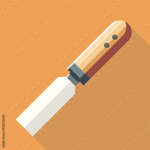 Wood chisel tool vector illustration, chisel flat design graphic art
