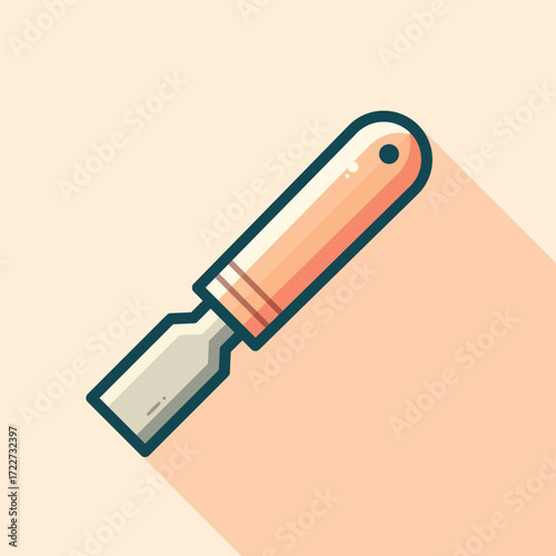 Wood chisel tool illustration, chisel flat design graphic vector