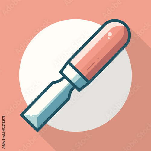 Wood chisel illustration, carpentry tool flat design graphic vector