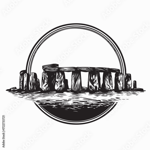 Stonehenge Silhouette Vector Ancient Monument in England