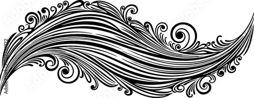Elegant black flourish design with swirling lines and decorative curls adds sophisticated flair to creative projects