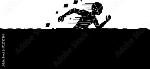 Dynamic abstract runner silhouette conveying speed and forward momentum for modern sports and fitness concepts