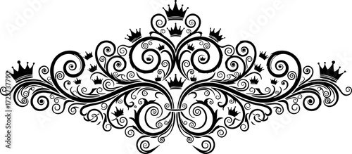 Elegant royal flourish with ornate swirls and regal crowns adds a touch of luxury and sophistication to any design project.