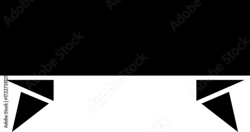 Bold black abstract shape with sharp white geometric accents, modern design element for dynamic branding and creative projects