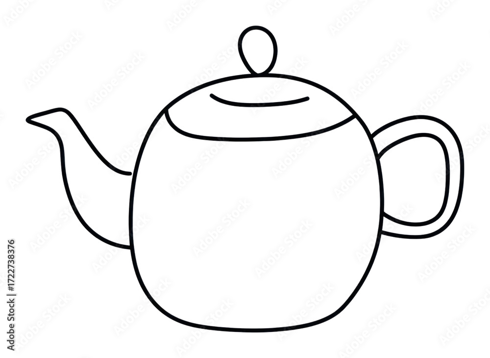 Fototapeta premium Minimal illustration of tea pot with chamomile drawing teapot sketch.