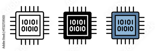 Computation icon set stroke, filled and colored concept for web design. on white background.