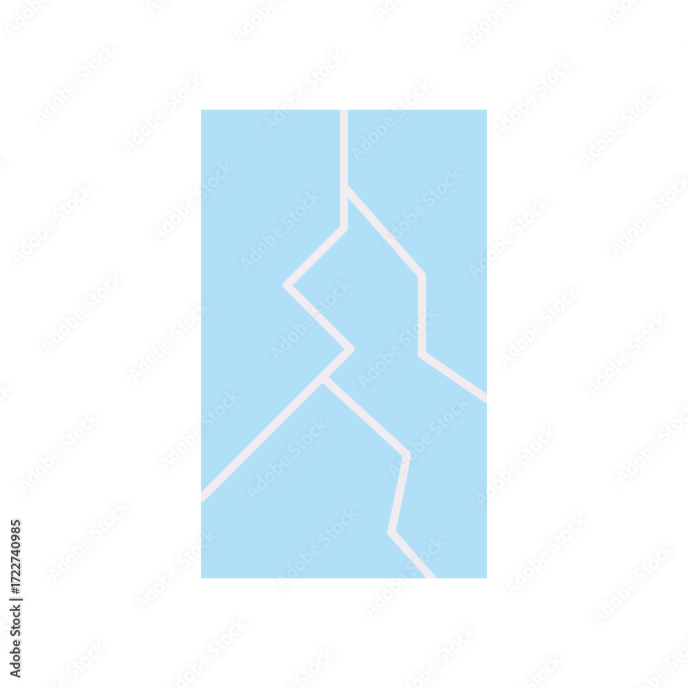 Obraz premium Broken Mirror Glass Flat Color Icon: Symbolism and Reflection