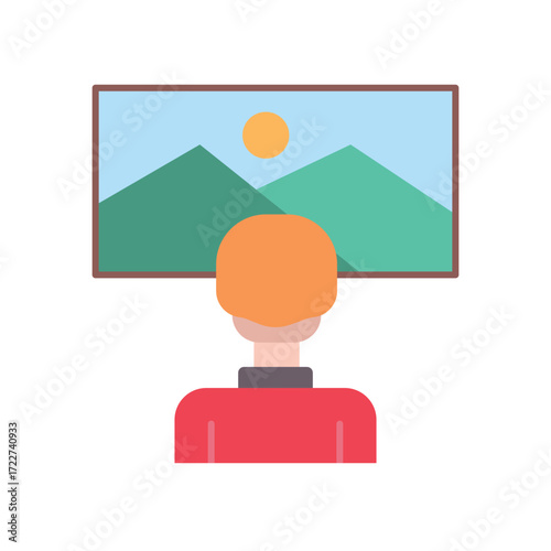 Visitor Tourist Flat Color Icon: Travel and Sightseeing