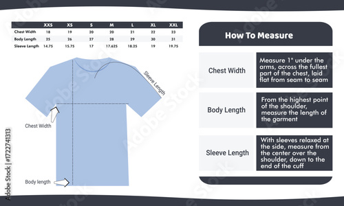 T-shirt Size Measurement Guide Template