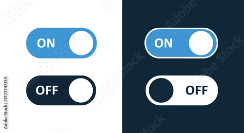 Modern toggle switch icons for ui design light and dark mode on and off states