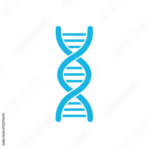 Blue stylized double helix depicting dna structure, ideal for sciencethemed designs, medical concepts, genetic research, or educational materials.