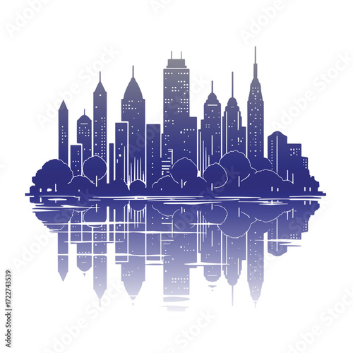 Set of cityscape background. Skyline silhouettes. Modern architecture. Horizontal banner with megapolis panorama. Building icon. Vector illustration. City silhouettes