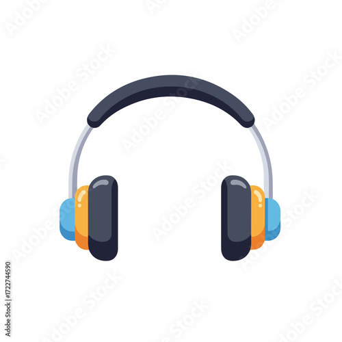 Pair of colorful headphones perfect for music enthusiasts. Ideal for musicrelated designs, technology blogs, and lifestyle graphics needing a vibrant touch.