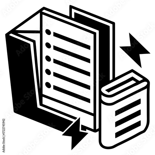 Isometric Icon of Books and Documents Keywords: icon, illustration, isometric, 3D, books