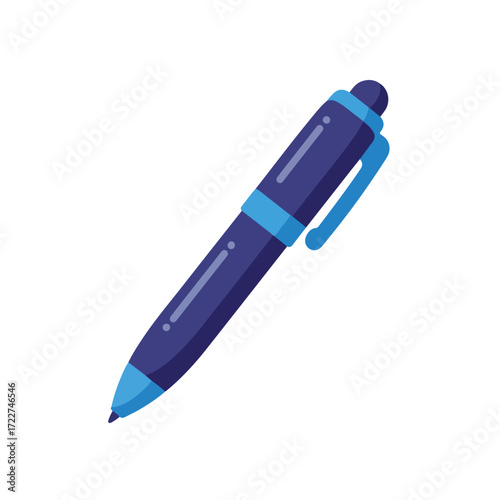 Dark blue and light blue ballpoint pen macro shot. Suitable for educational websites, office supplies advertisements, and graphic design projects.