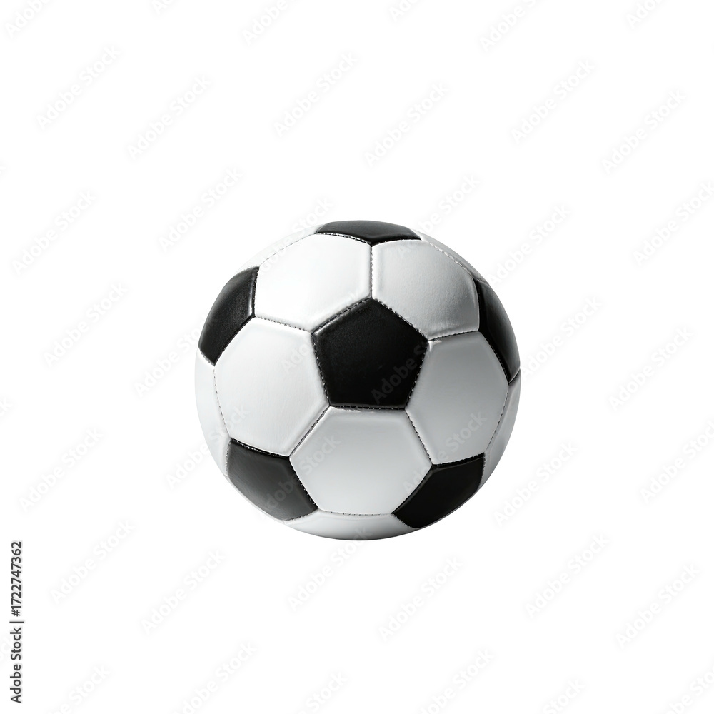 Obraz premium Black and white soccer ball, 3D render, isolated on black background