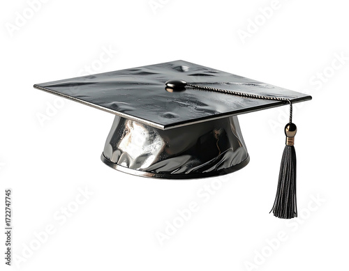 Metallic graduation cap, angled view