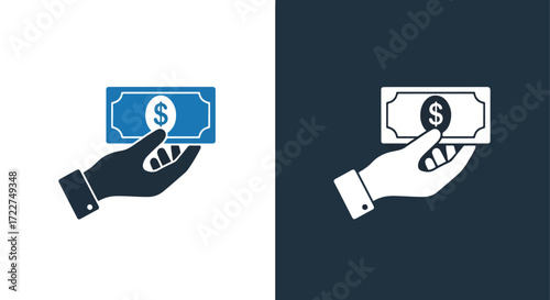 Hand holding dollar bill money icon cash payment transaction financial concept symbol