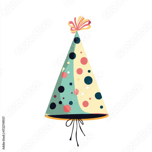 Colorful Party Hat with Polka Dots and Ribbons