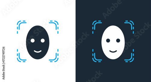 Modern robot face icon set for ai and technology applications