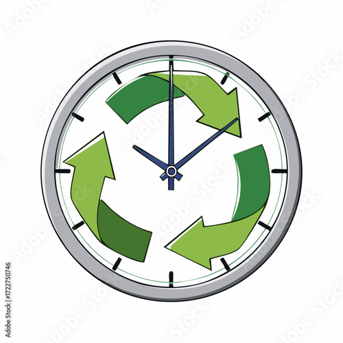 Green teapot with recycling symbol illustration, emitting gentle steam, symbolizing sustainable practices and environmental consciousness for a healthier planet