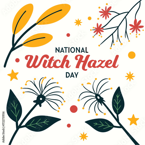 NATIONAL WITCH HAZEL DAY vector illustration