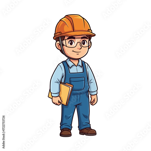 confident young engineer ready for new challenges, isolated on transparent background