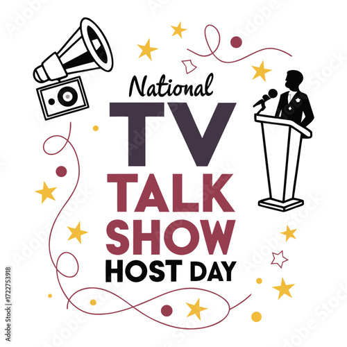 NATIONAL TV TALK SHOW HOST DAY vector illustration