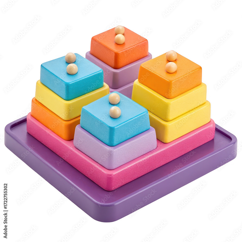Fototapeta premium 3d geometric stacking toy for kids isolated on transparent background