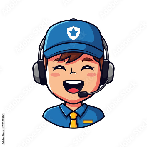 joyful customer support agent a delightful cartoon illustration, isolated on transparent background
