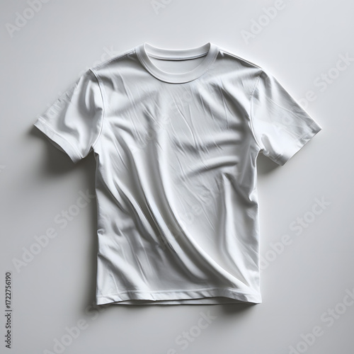Clean White Cotton T-Shirt Mockup: Minimalist, Casual Style, Soft Drape, Studio Shot.