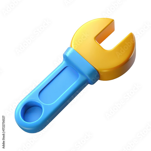 3d toy wrench isolated on transparent background
