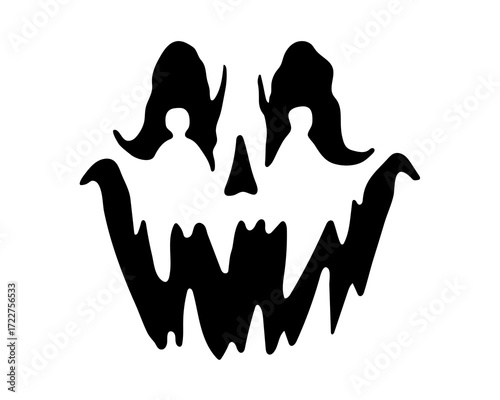 Spooky Halloween Jack-o'-lantern Face Design Carving Stencil