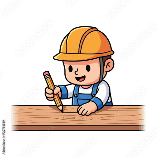 little builders big plans a cartoon carpenters precision, isolated on transparent background
