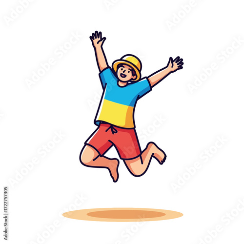 pure joy a boys ecstatic leap of summer freedom, isolated on transparent background