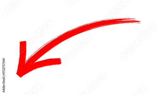 Unique hand-drawn red marker arrow isolated PNG transparent, arrow marker isolated PNG mark hand-drawn, Marked arrow isolated on background.
