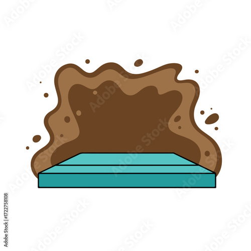 Turquoise stage platform on brown splash background, ideal for concert posters, music events, theater promotions, and entertainment designs.