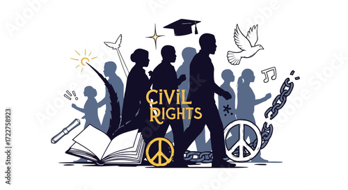Celebrating civil rights and social justice: a vector illustration showcasing unity, equality, and progress for educational and advocacy materials