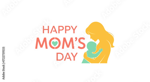A heartwarming mother's day illustration featuring a silhouette of a mother holding her baby, ideal for greeting cards, social media posts, and celebratory designs