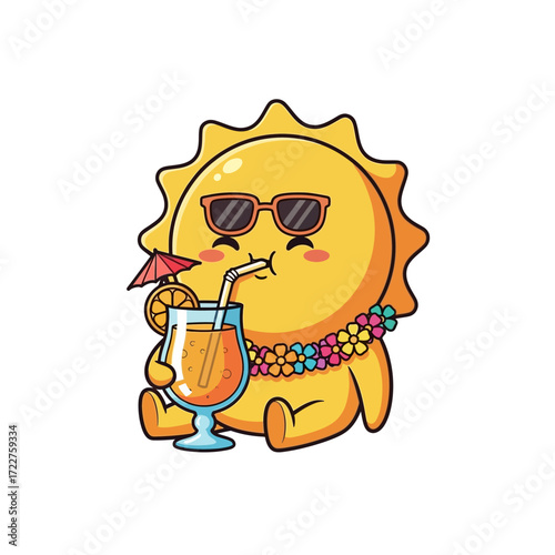 sunny sips summer suns refreshing cocktail break, isolated on transparent background