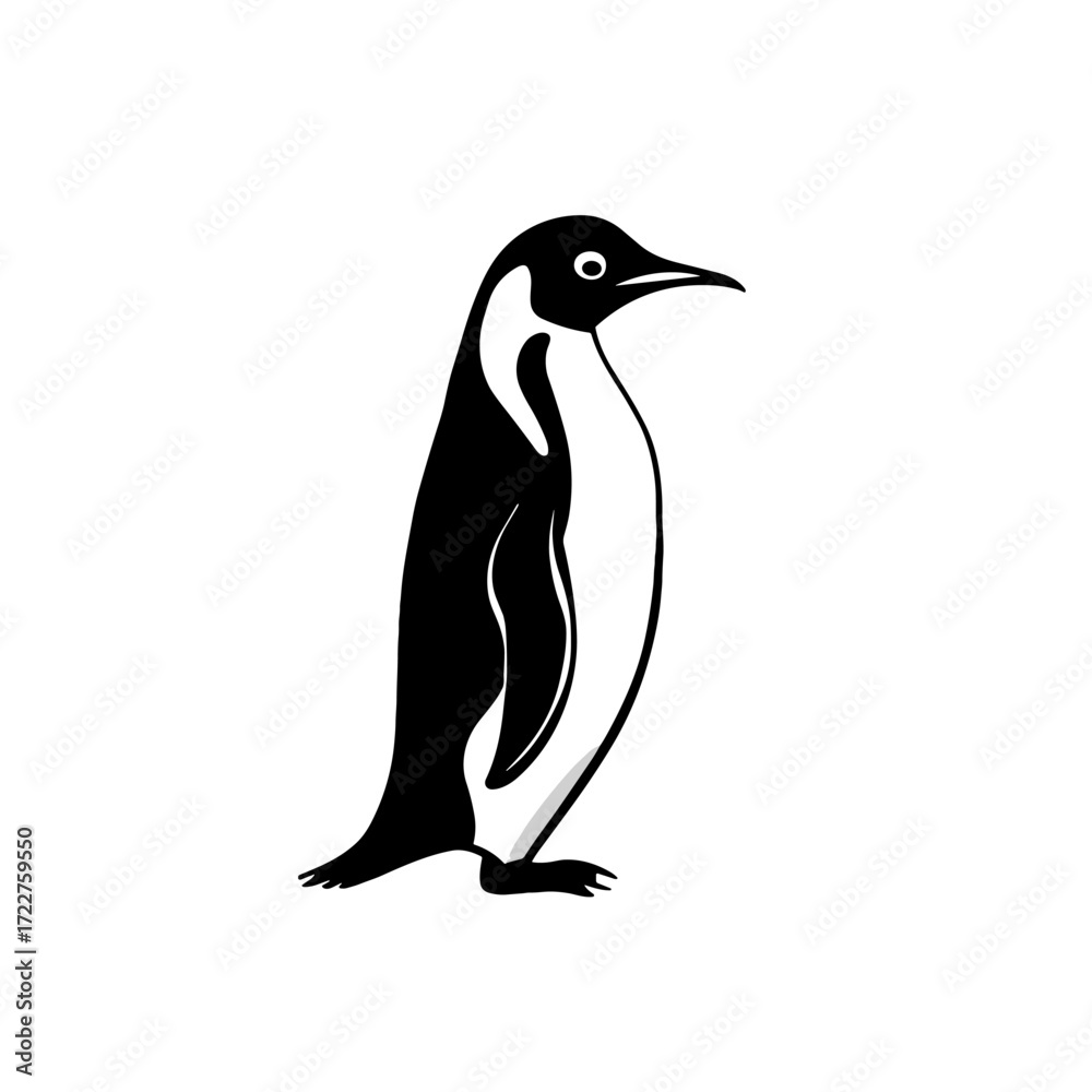 Naklejka premium Emperor Penguin. Emperor Penguin simple black and white line art vector logo